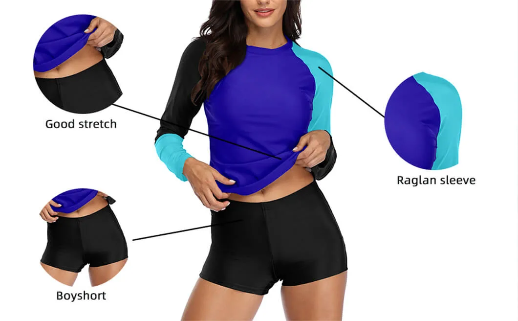 Wholesale ODM Long Sleeve Yoga Top OEM Sportswear Swimming Suit Big Size Women Rash Guard