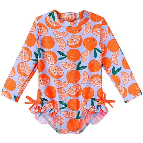 Toddler Girls Swimsuit Tankini Skirt Long Sleeves Flowers Printed Rashguard Swimwear Bathing Suit for Girls Set Summer Beach Wear