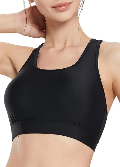 Women′s Upf 50+ Swim Bra Modest Bikini Top Quick Dry Workout Sport Bra Under Rash Guard 