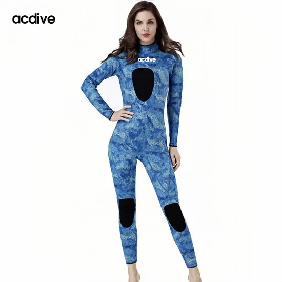 Customized Women One Piece Camo Spearfishing Aqua Sports 3mm Neoprene Keep Warm Free Diving Wetsuit 