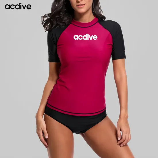 Hot Sale Women Half Sleeve Brand OEM ODM Spandex Nylon Upf 50+ Protective Outdoor Walking Aqua Rash Guard 