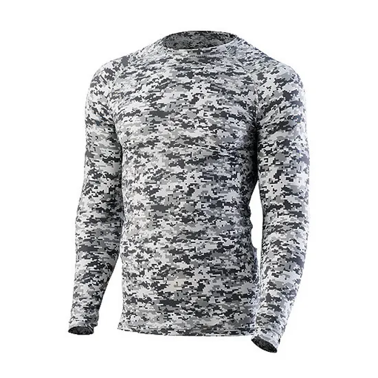Long Sleeve Camouflage Rash Guard Compression Shirt with Dri