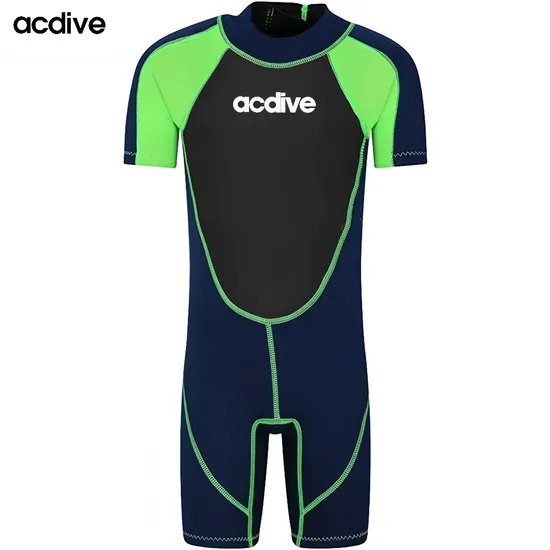 Acdive New Customized Brand Colors Short Sleeve Youth Children 3mm Diving Surfing Swimming Neoprene Wetsuit 