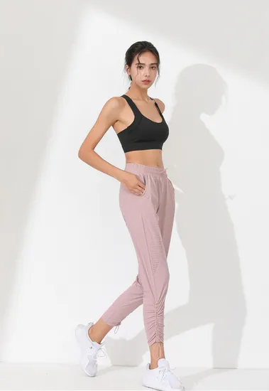 8801 Spring and Autumn Sports Wear Women′ S Loose Beam Running Fitness Closure Pants Quick Drying High Waist Yoga Joggers 