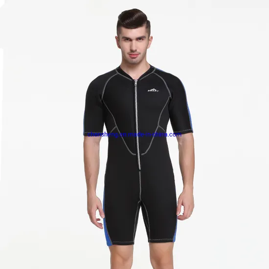 Sbart 2mm Neoprene Spring Suit Shorty Sleeve Front Zipper Divig Suit Diving Surfing Swimming Wetsuit for Men 
