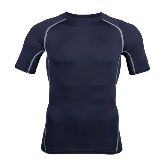 Wholesale Black Short Sleeve Rash Guard Compression Shirt 