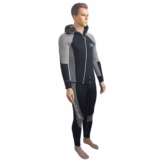 Mercerized Material Design Men′s Diving Long Sleeve Hooded Wetsuit 5mm 7mm Hooded Neoprene Wetsuit